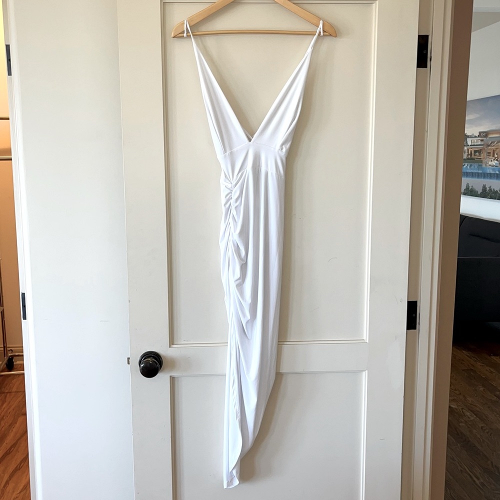 White V-Neck Maxi Dress